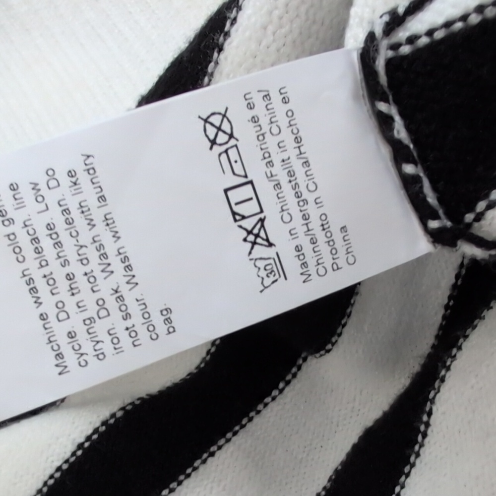 Womens Black and White Stripe Sweater High Neck Size Small - Picture 8 of 10